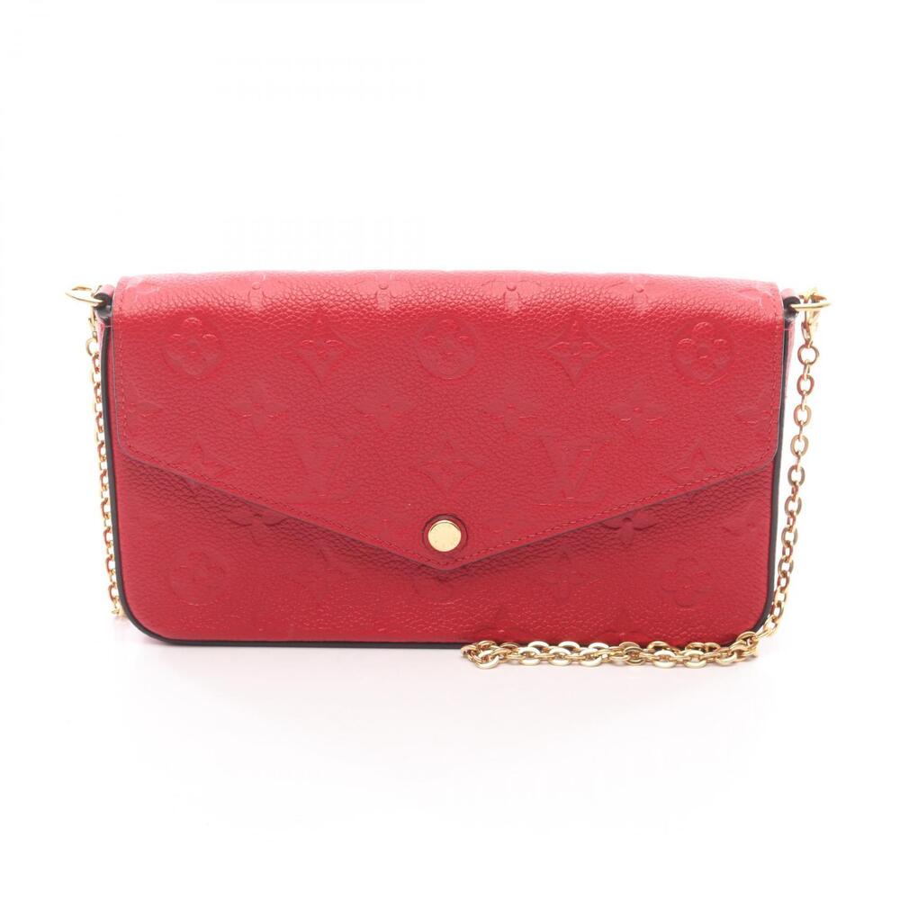 Louis Vuitton Pochette Felicie Shoulder Bag Leather Monogram Empreinte Red